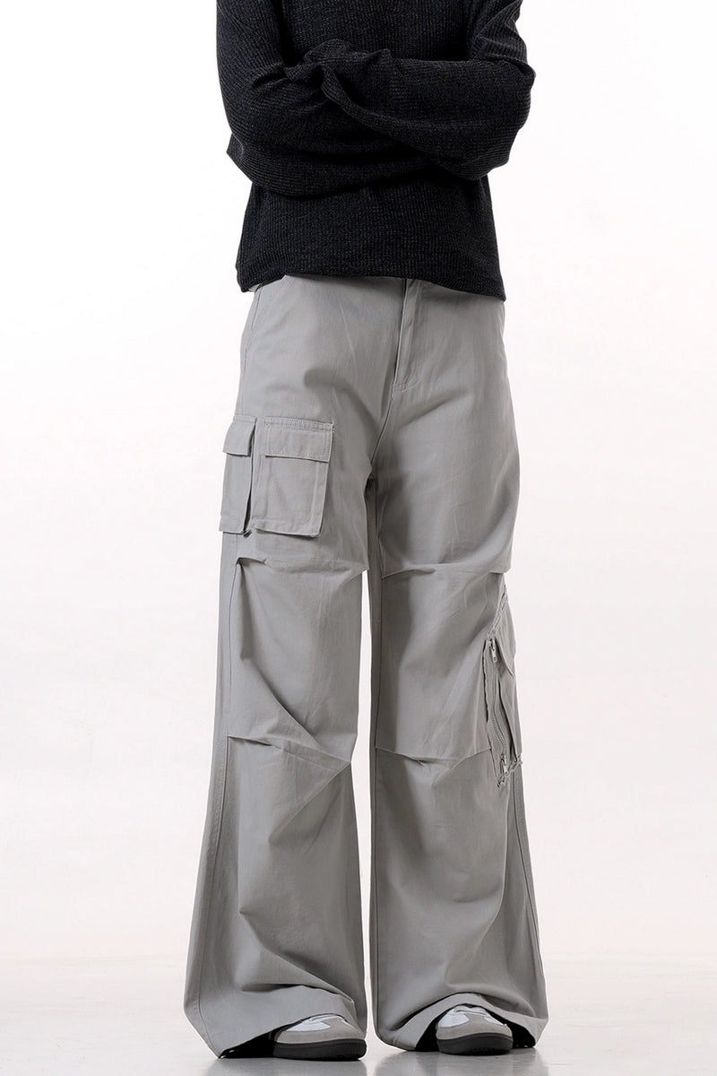 High-Street Zipper Black Cargo Pants