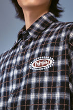 Embroidered Plaid Shirt Jacket