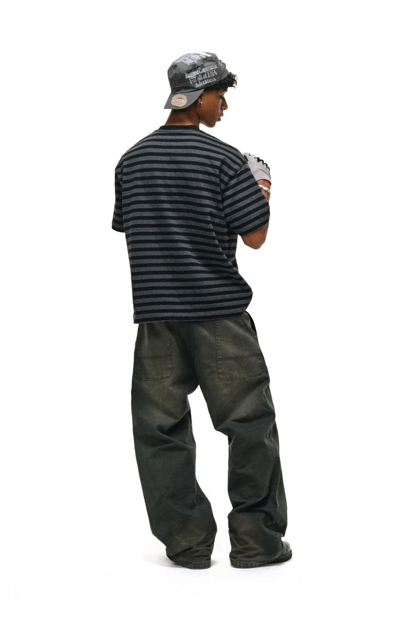 Washed Pleated Work Pants