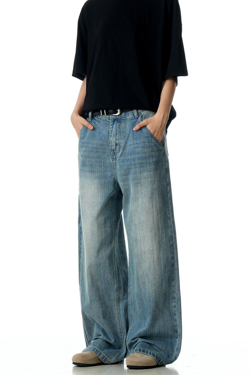 Bamboo Texture Straight Jeans