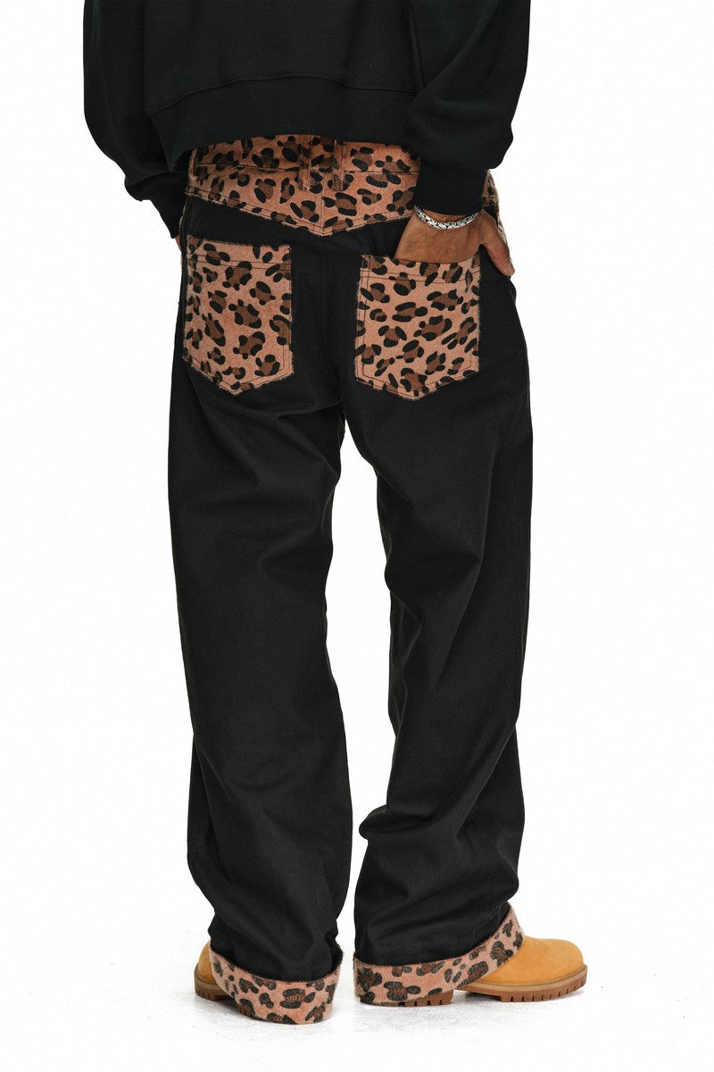 Animal Patchwork Wide Leg Pants