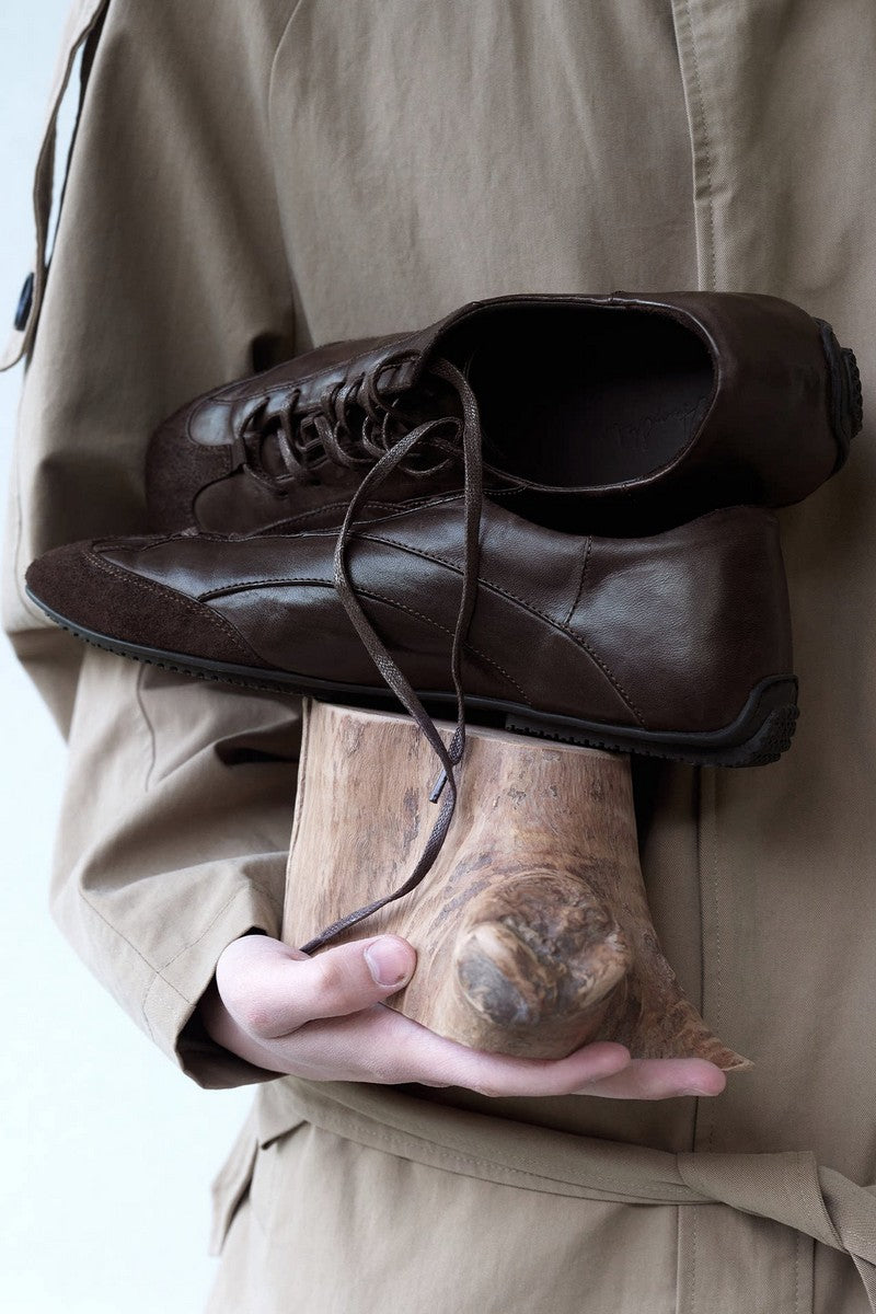 Washed Leather Trainer Shoes