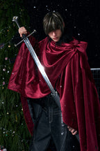 Velvet Horse Embroidery Hooded Cape