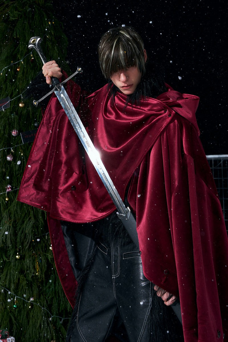 Velvet Horse Embroidery Hooded Cape