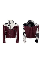 Cow Print Faux Fur Biker Jacket