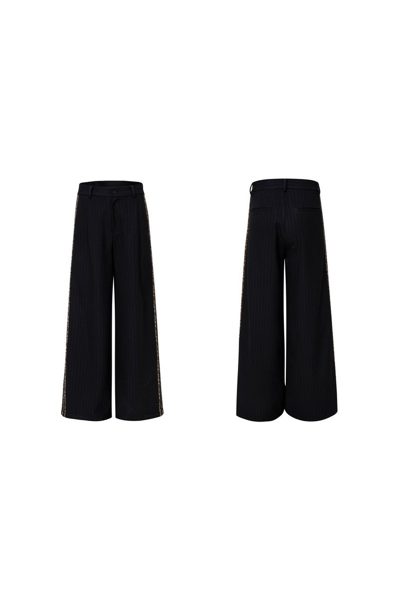 Striped Wide Leg Suit Trousers
