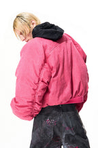 Lips Print Padded Bomber