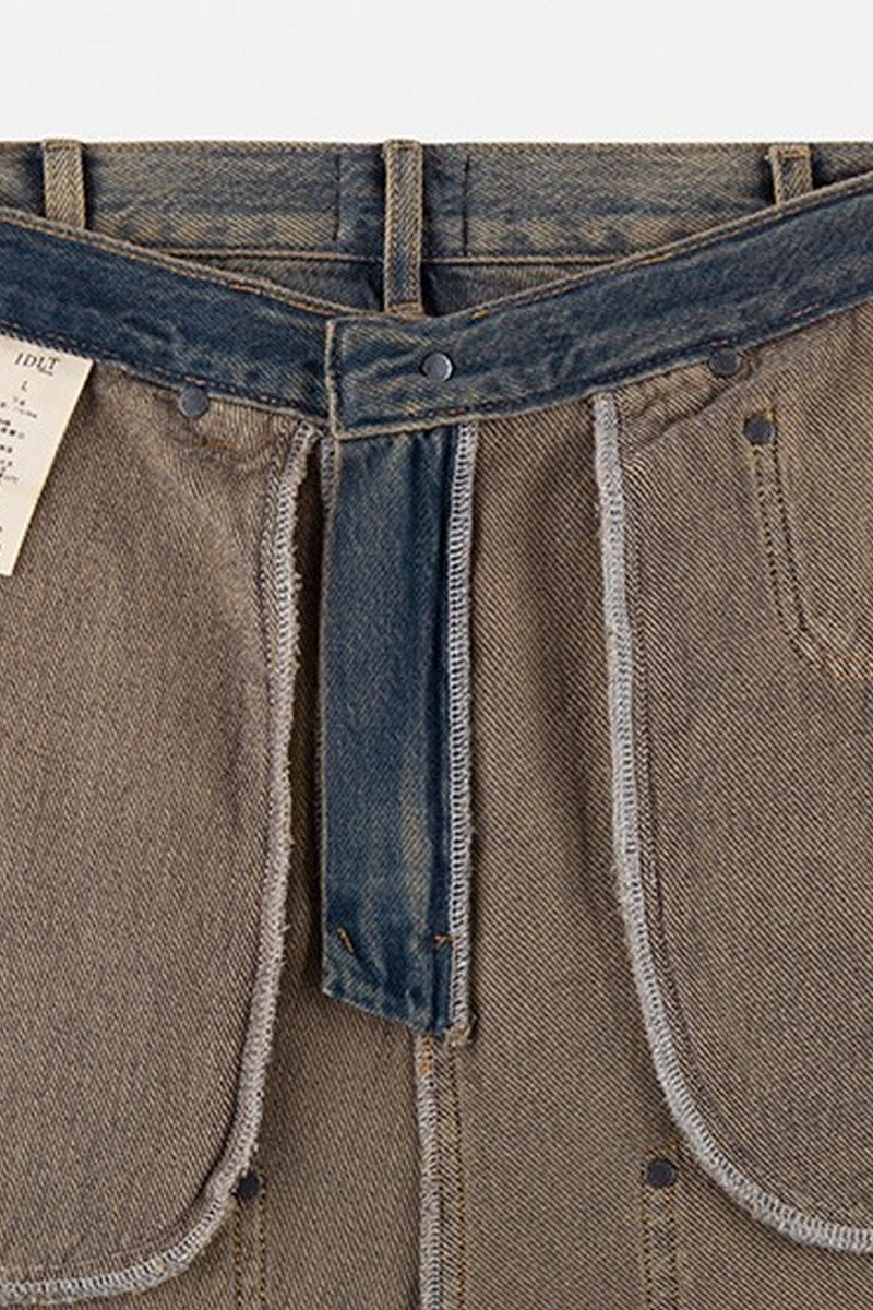 Washed Flare Work Jeans