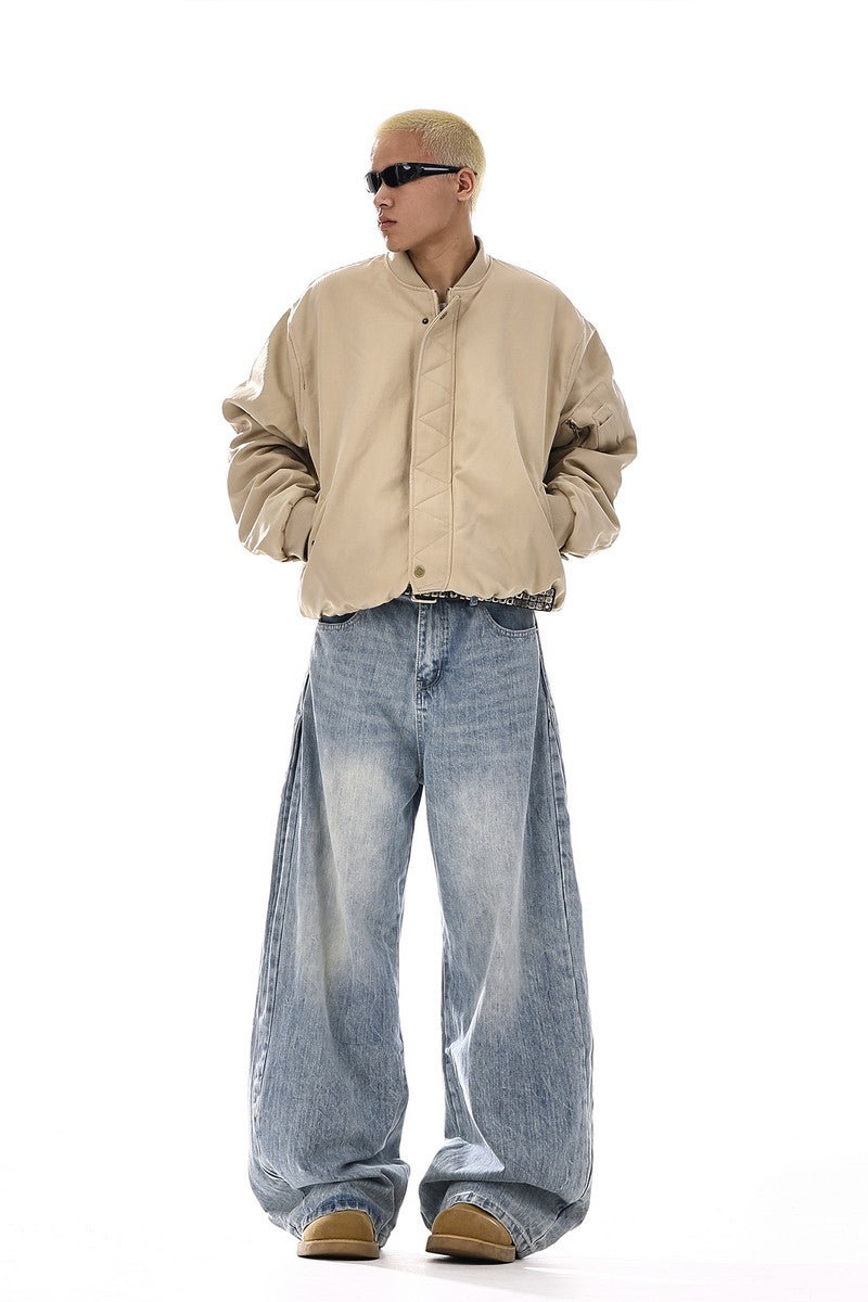 Washed Deconstructed Wide Jeans