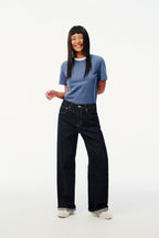 Italian Raw Denim High-Waist Wide-Leg Jeans