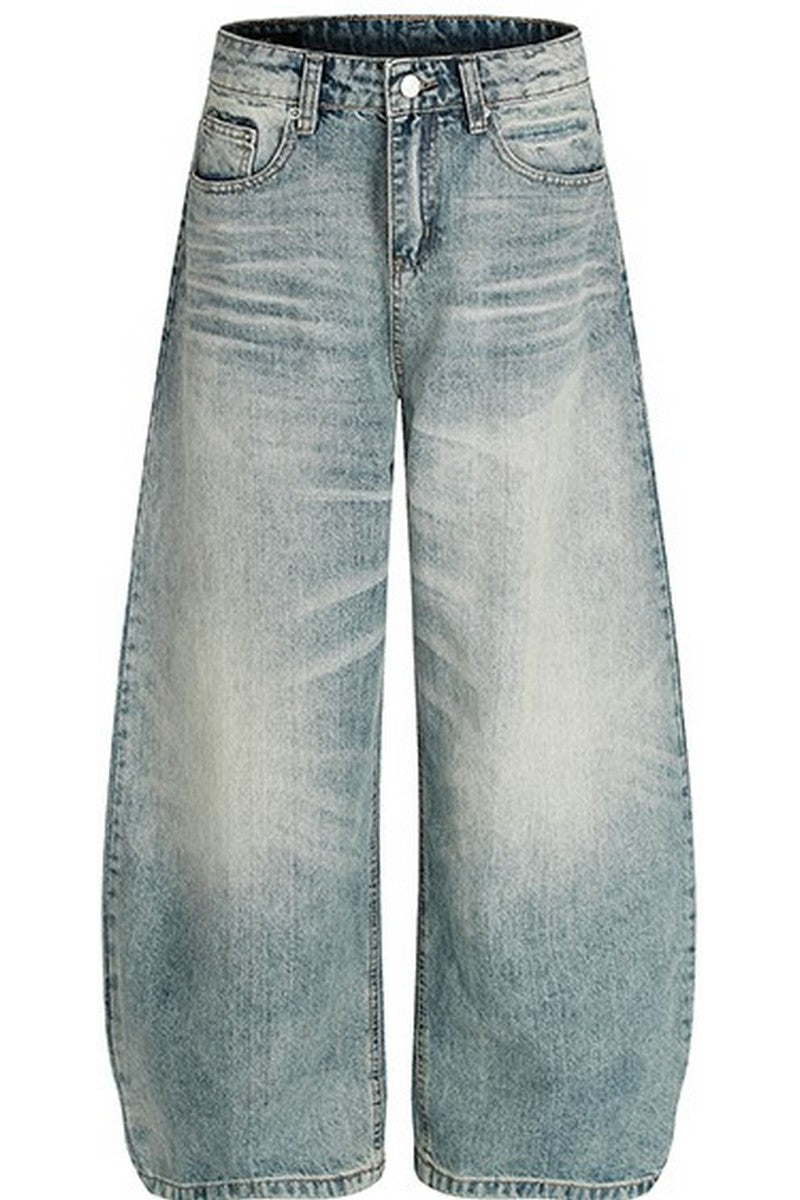 Washed Whisker Blue Jeans