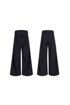 Foldable Waist Pinstripe Wide Pants