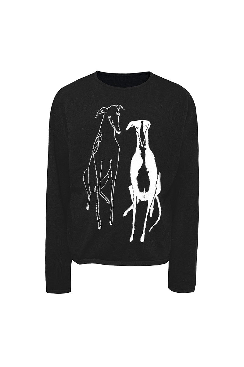 Jacquard Twin Dogs Knit Sweater