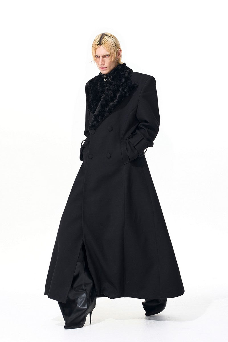Fur Collar Double Breasted Overcoat