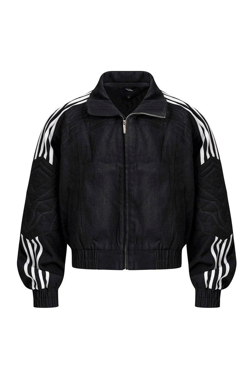 Striped Black Raw Denim Jacket