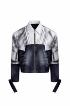 Painted Distressed Leather Patch Denim Jacket