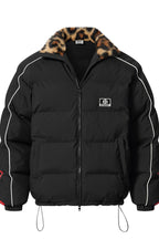 Colorblock Fur Collar Puffer Jacket