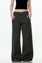 Cement Gray Straight Cargo Pants