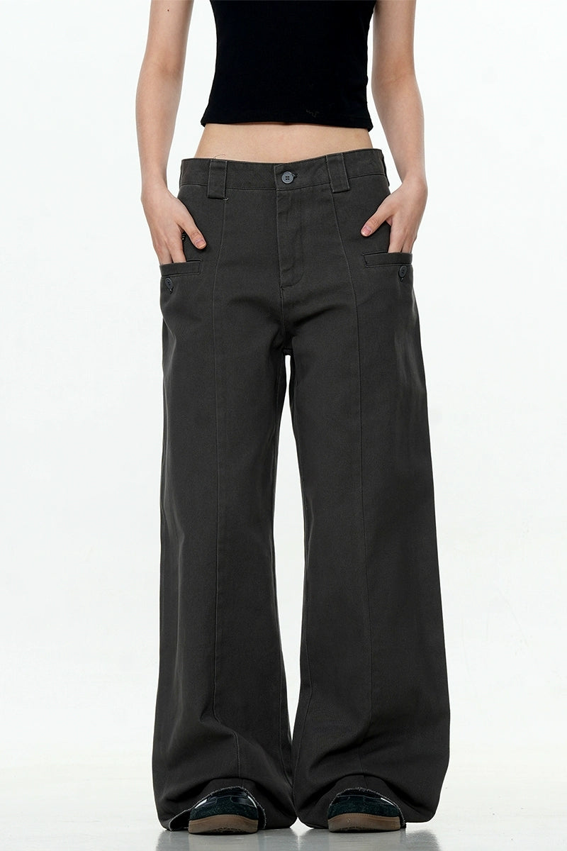 Cement Gray Straight Cargo Pants
