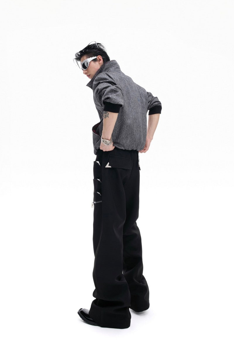 Deconstructed Zip Flare Pants