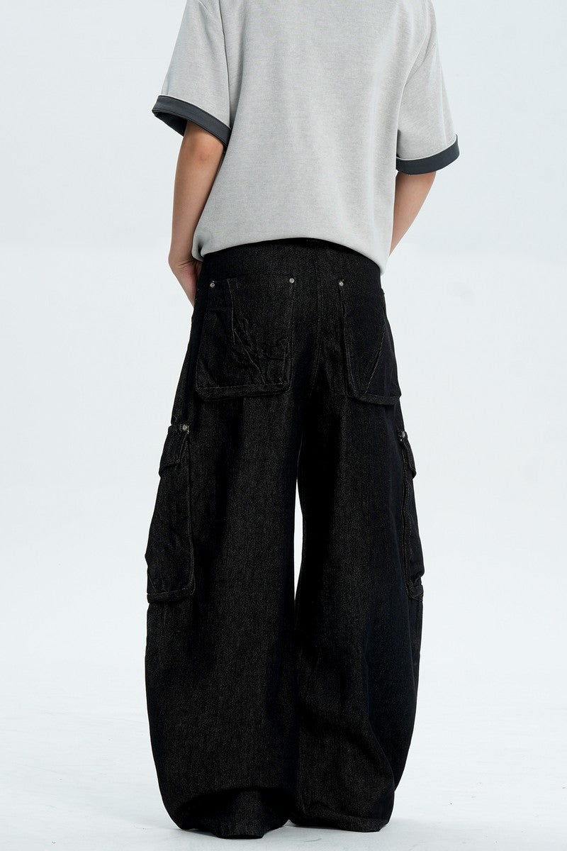Black Multi Pocket Work Jeans