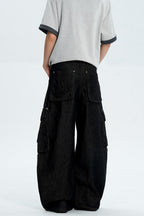 Black Multi Pocket Work Jeans