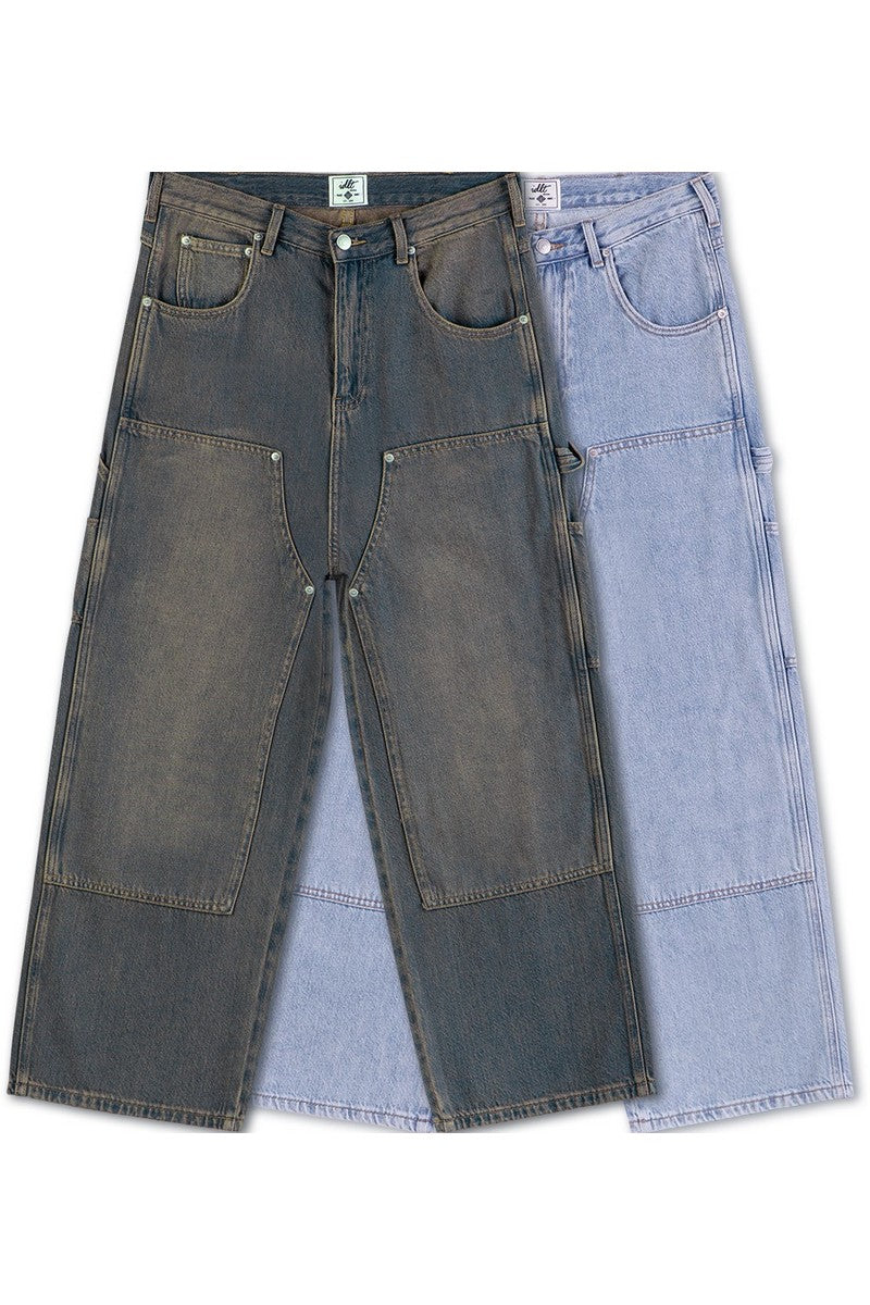 Washed Flare Work Jeans