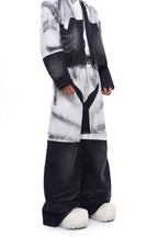 Painted Distressed Leather Patch Jeans