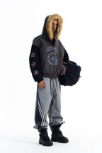 Colorblock Fleece Collar Sweatshirt Jacket