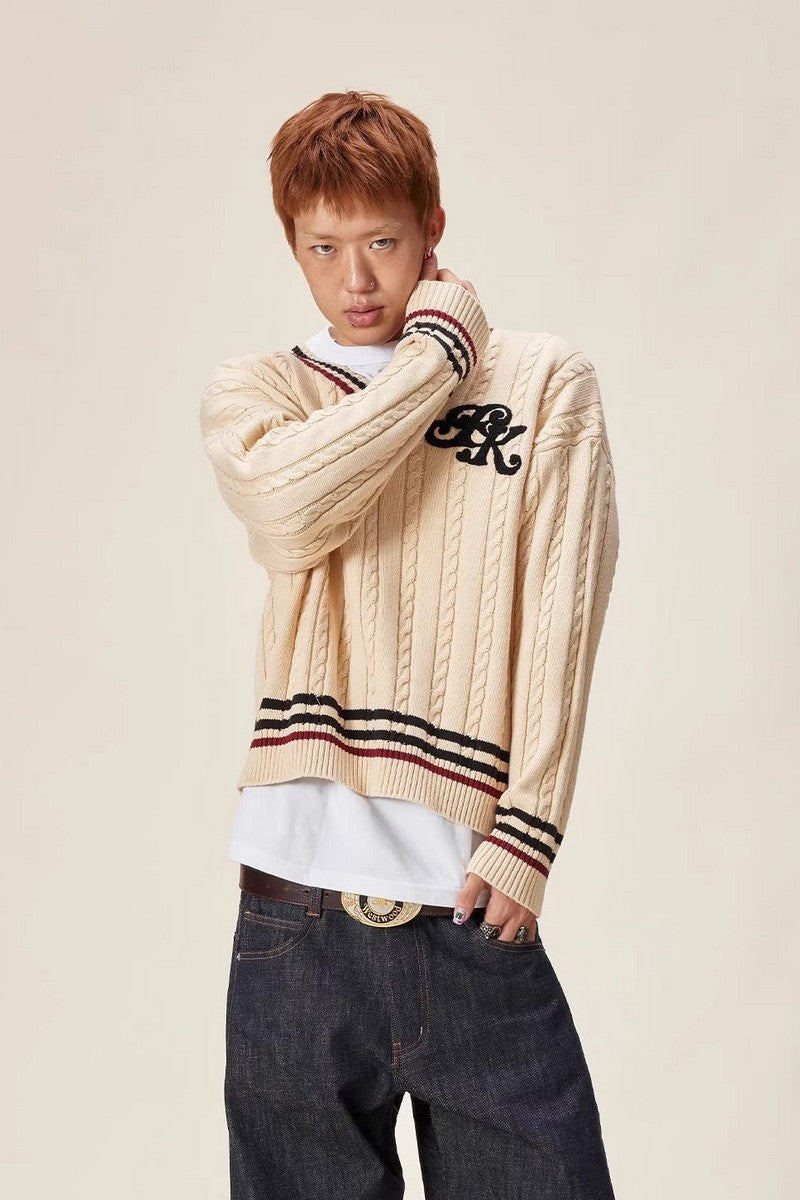 Script Logo Varsity V-Neck Sweater