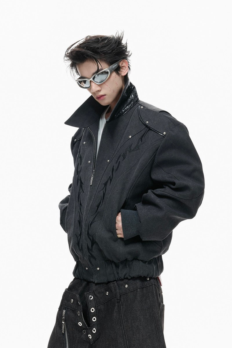 Washed Canvas Studded Jacket