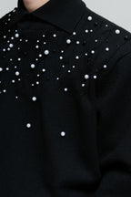 Pearl Embellished Cable Knit Sweater