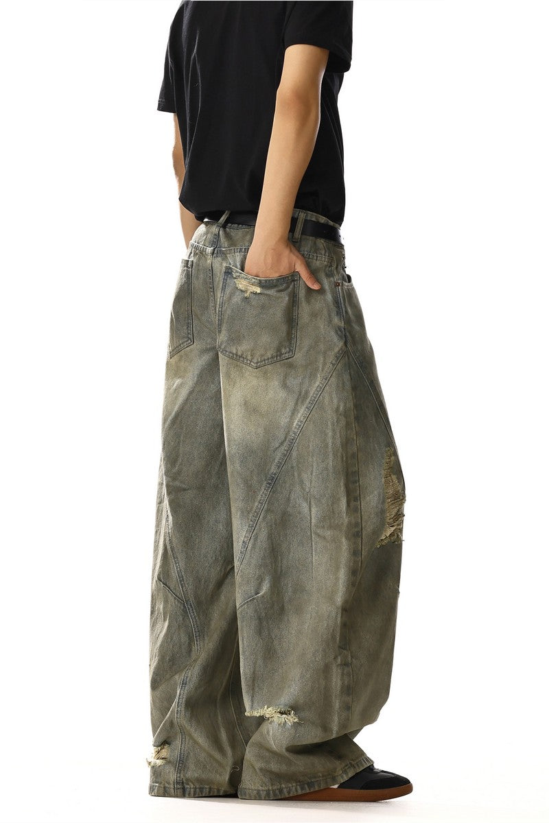 Vintage Washed Distressed Blade Jeans