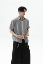 Plaid Drawstring Short Sleeve Shirt