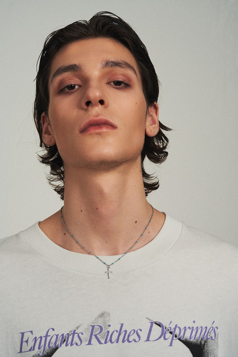 Silver Cross Drip Pendant Necklace