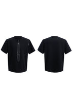 Tie Detail Padded Shoulder T-Shirt