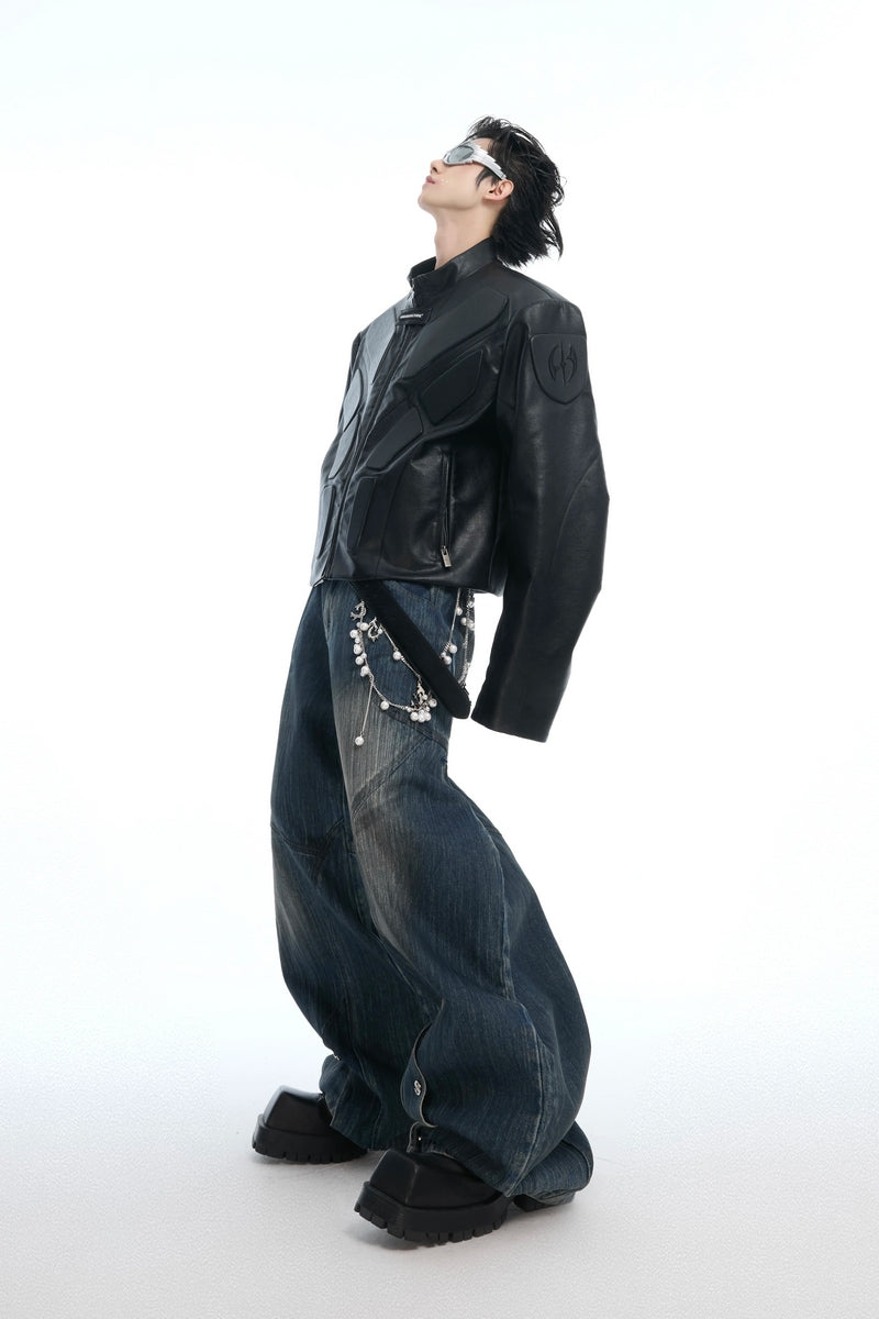 Raw Denim Pearl Wide-Leg Jeans