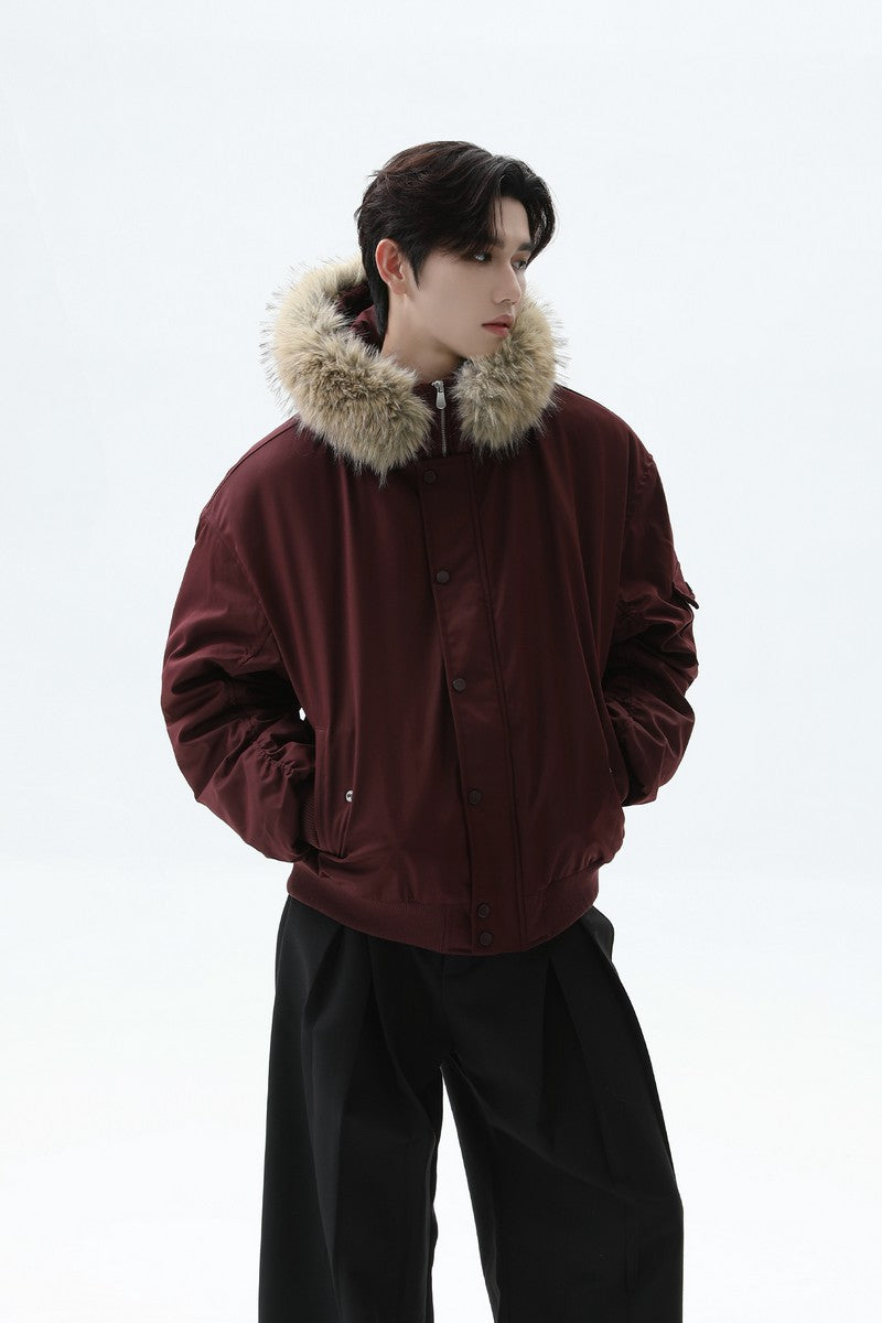 Fur Hooded Short Parka Jacket