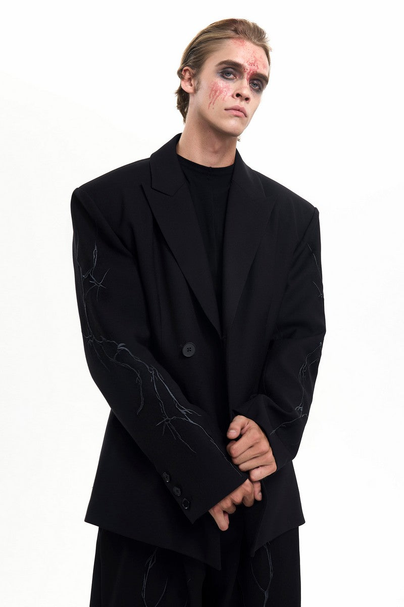 Embroidered Thorn Padded Blazer