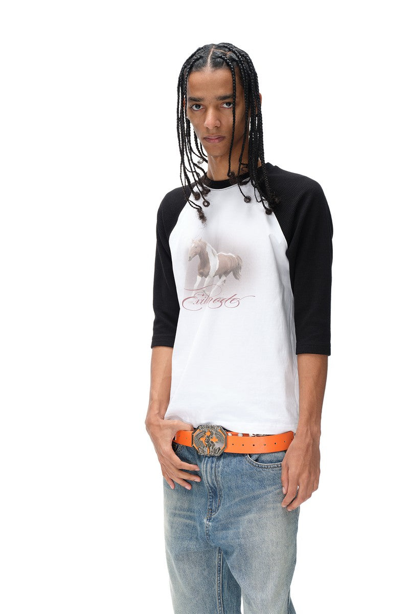 Waffle Three Quarter Raglan Tee