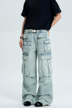 Multi Pocket Denim Cargo Pants