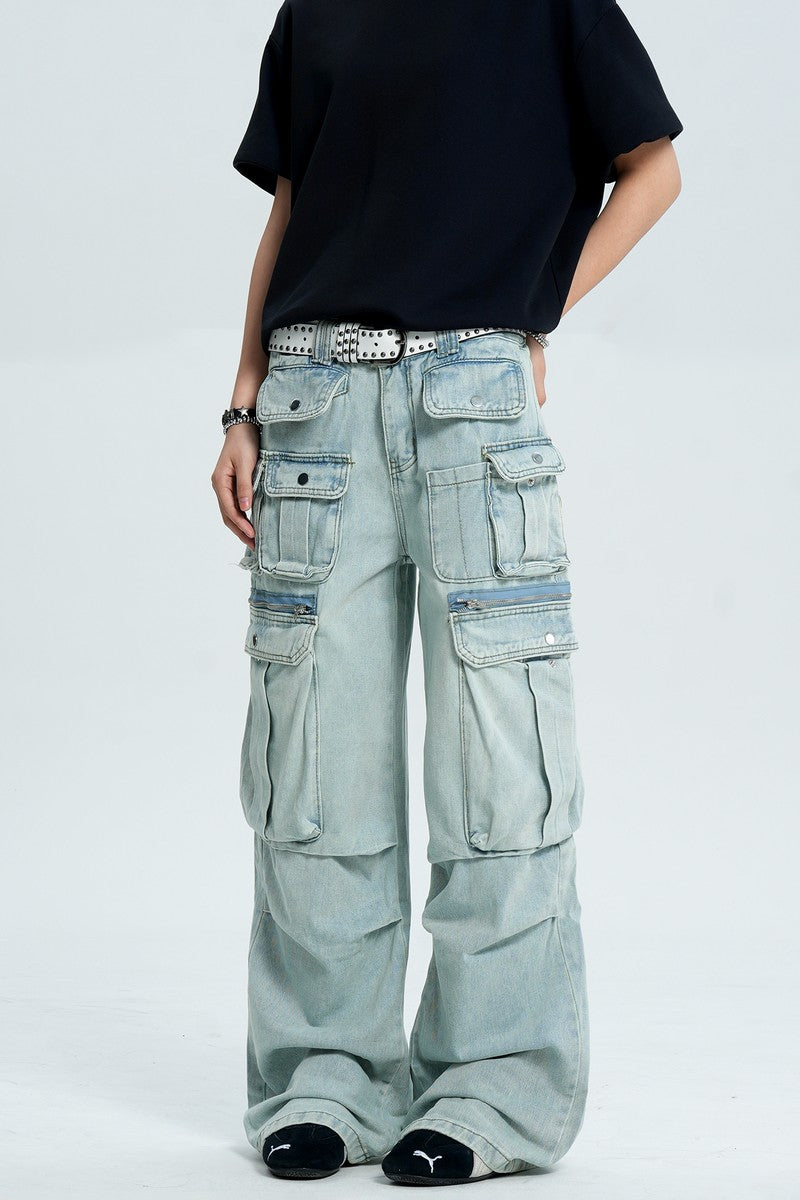 Multi Pocket Denim Cargo Pants