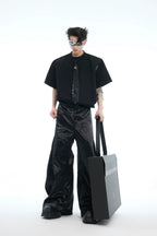 Tie Detail Padded Shoulder T-Shirt
