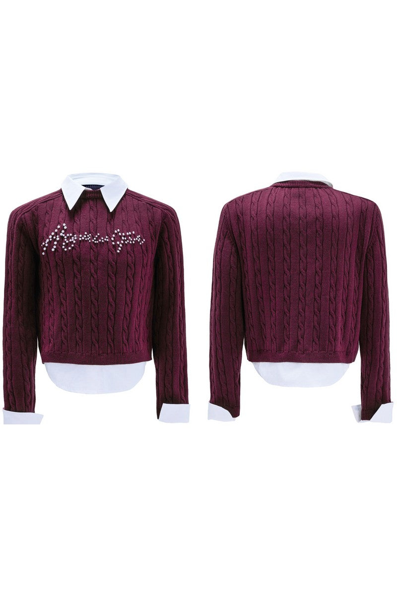 Layered Pearl Knit Sweater