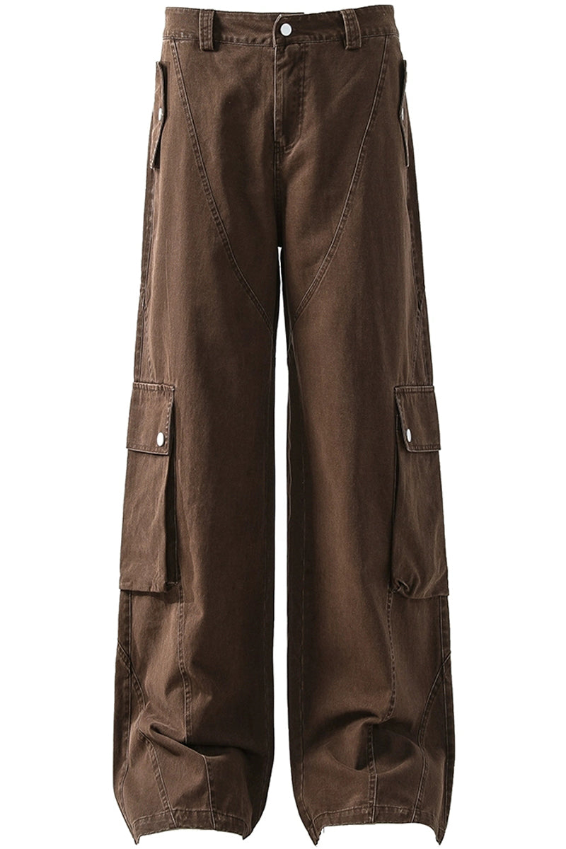 Deconstructed Wide-Leg Cargo Pants
