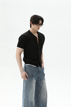 Diamond Knit Fitted Short Sleeve Cardigan