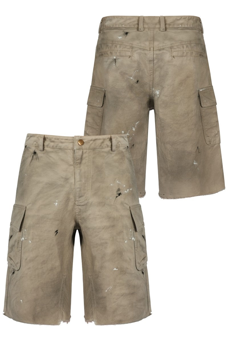 Distressed Dirty Wash Cargo Shorts