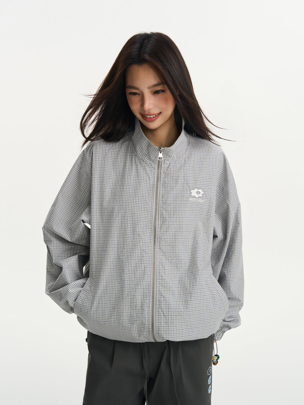 Reversible Plaid Beaded Jacket