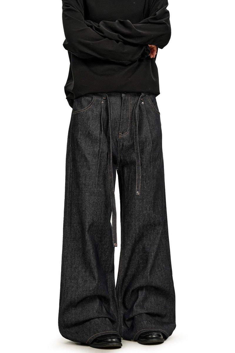 Drawstring Raw Denim Jeans