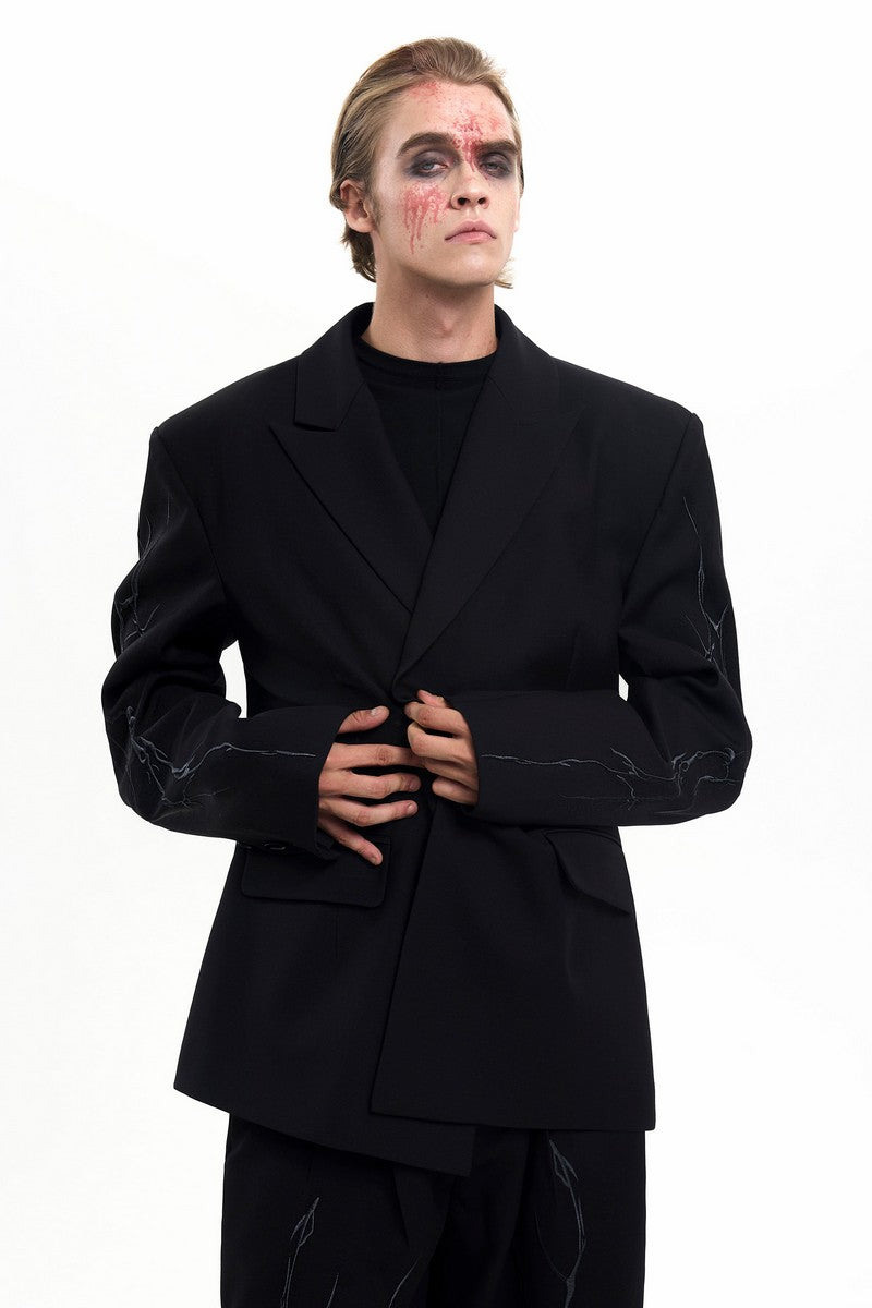 Embroidered Thorn Padded Blazer